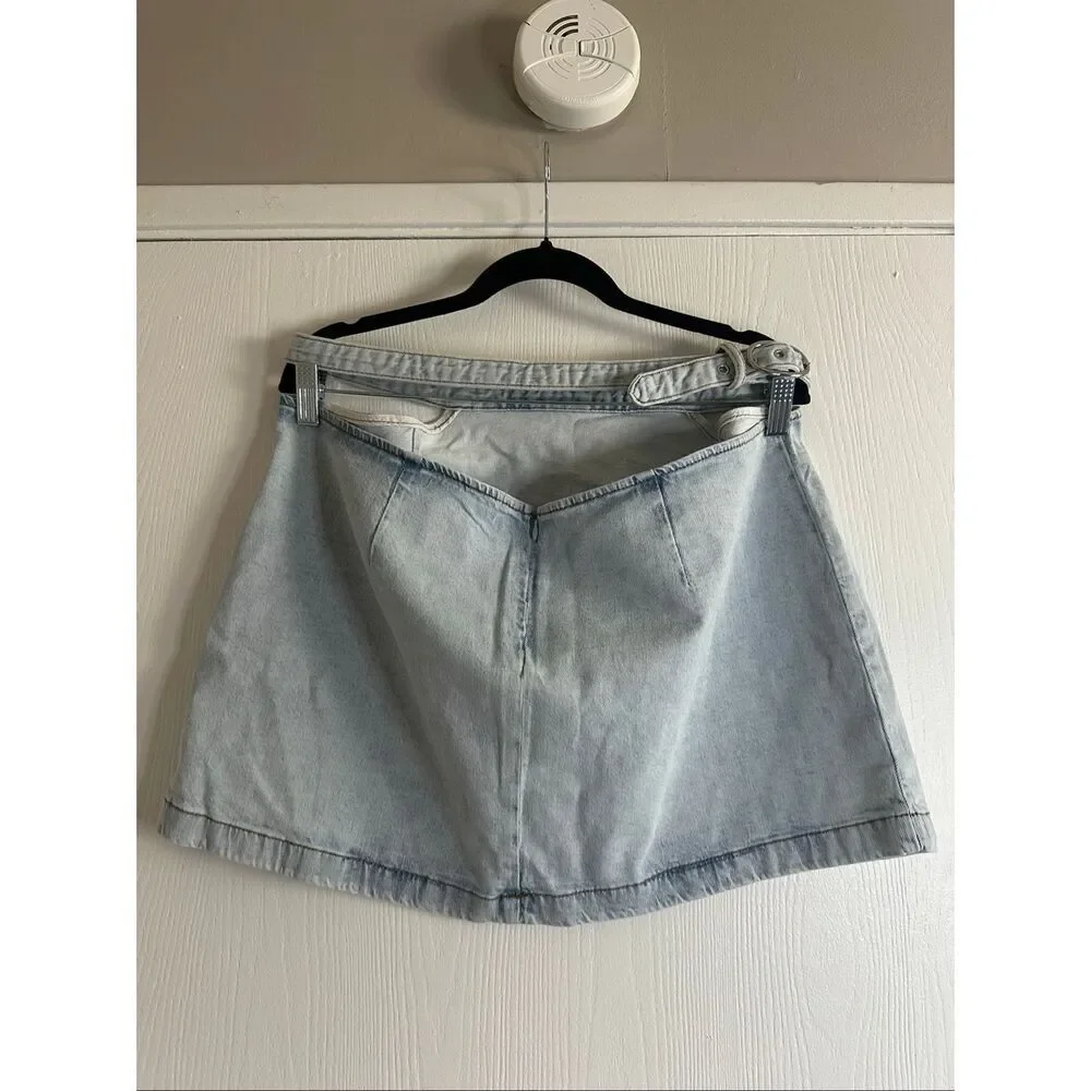 WeWoreWhat Side Cutout Denim Skirt Indigo Comfort in Super Light XL NWT